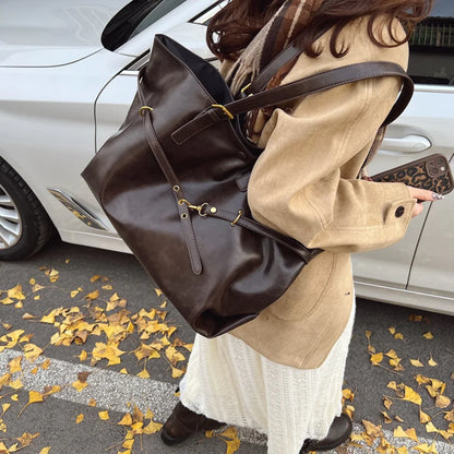 Retro Large Capacity PU Shoulder Bag