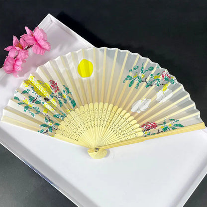 Traditional Chinese Women's Folding Bamboo Silk Fan