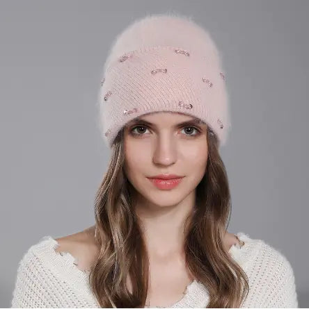 Warm Knitted Wool Hat for Women in Winter