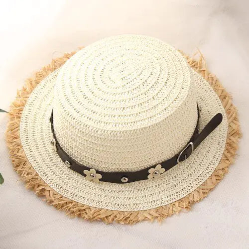 Summer Women's Straw Hat with Decorative Rope Detail