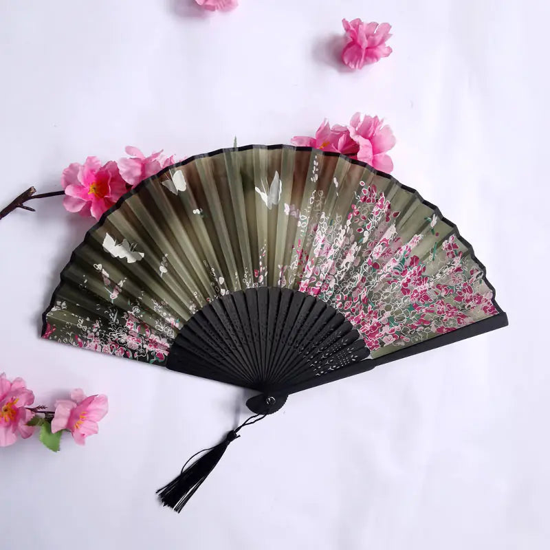 Traditional Chinese Women's Folding Bamboo Silk Fan
