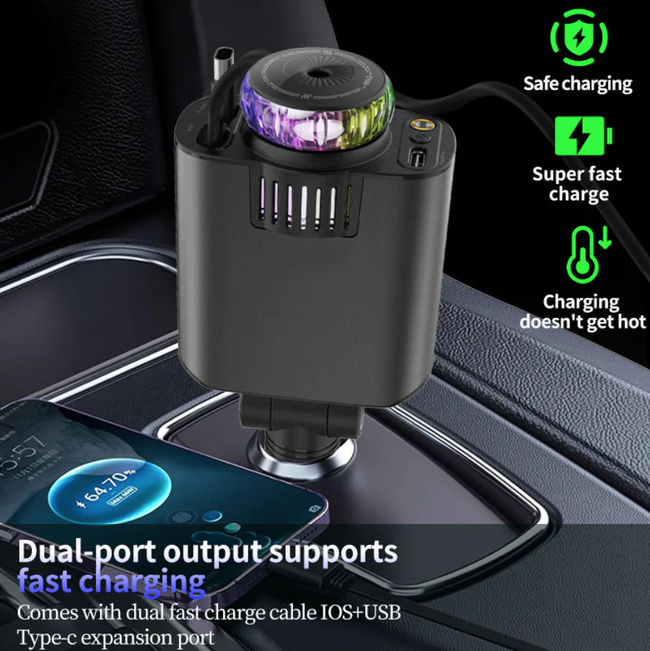 Dual-Port Car Charger with UV Light