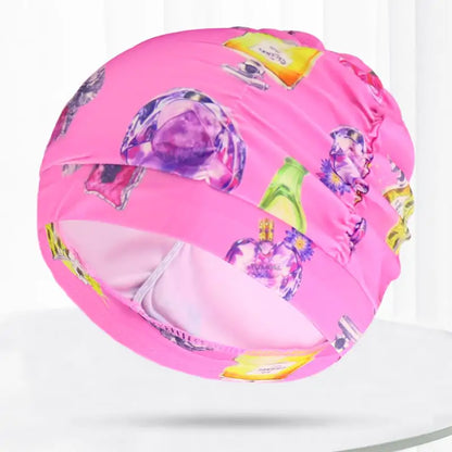 Pleated Swim Cap for Adults - Cute Print & Solid Color