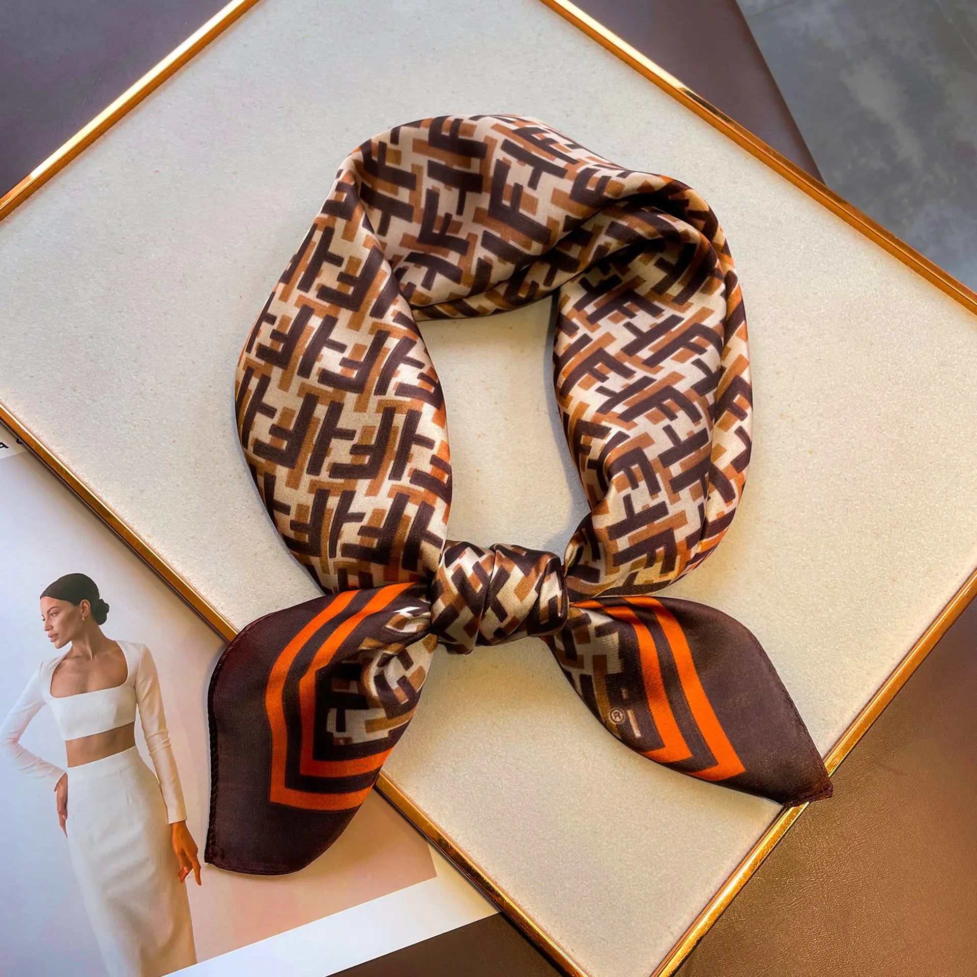 Luxury Floral Letter Scarf 70cm Silk for Professionals