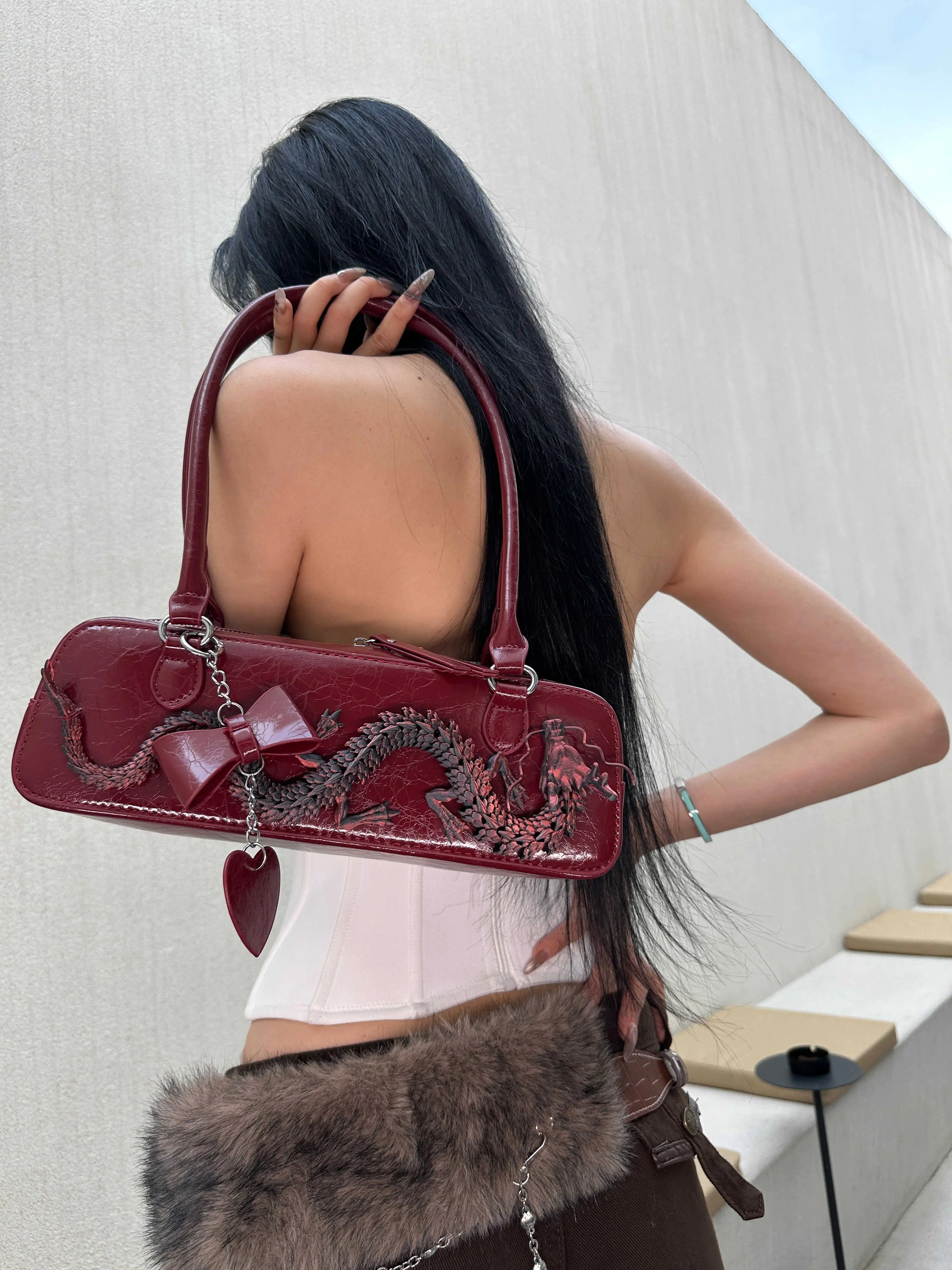 Red Dragon Chinese Style Designer Bowling Bag