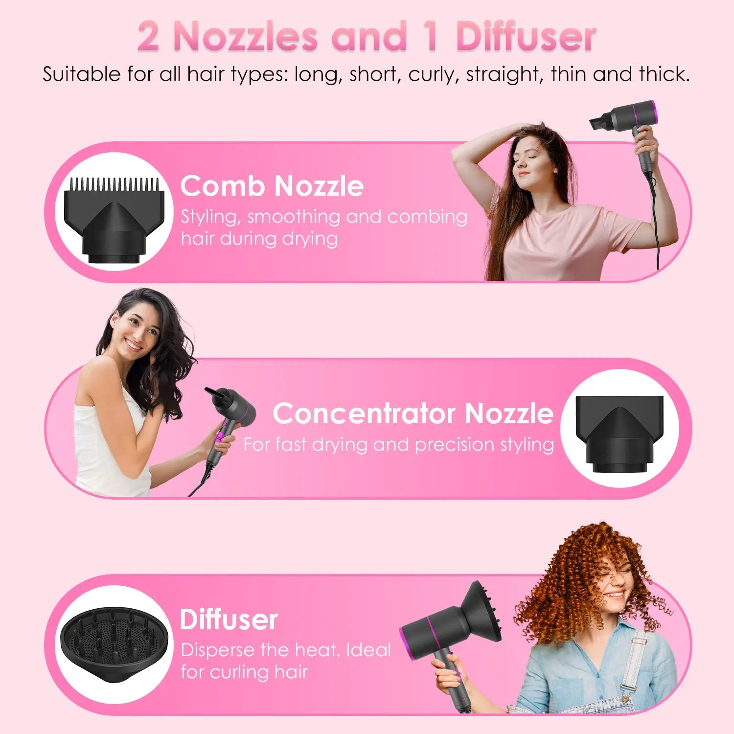 1800W Compact Hair Dryer with Diffuser
