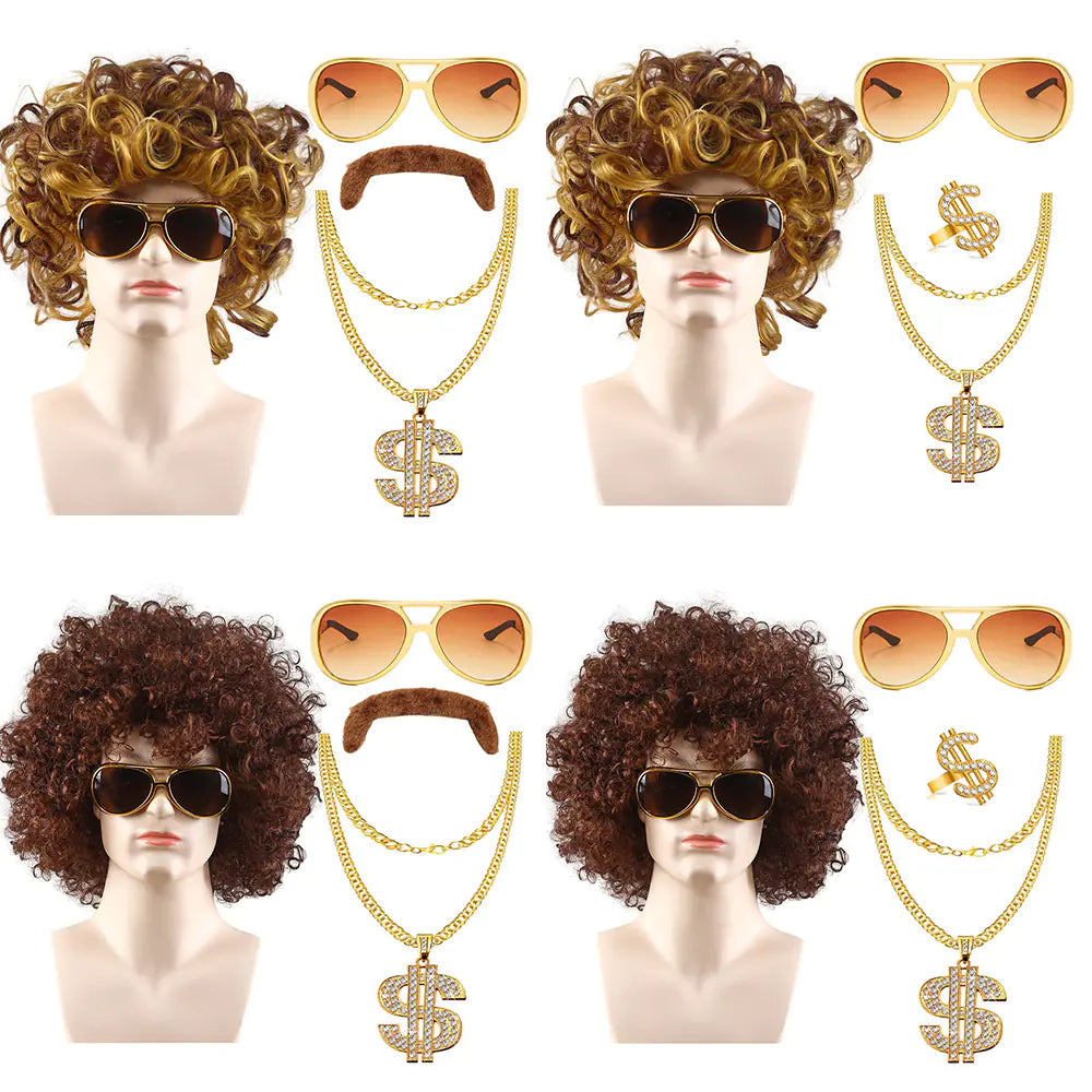 80s Punk Cosplay Tiger King Wig Hat for Men