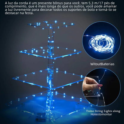 4-Tier Thick Acrylic LED Cake Stand for Weddings