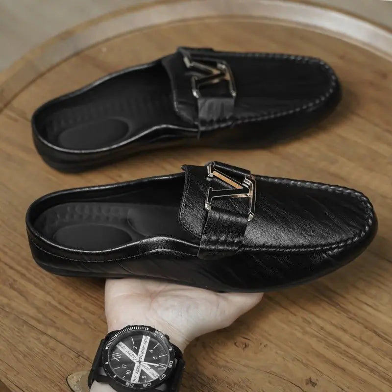 Men's Half-Wrapped Slip-On Closed Toe Leather Loafers