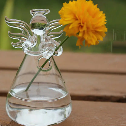 Crystal Clear Glass Angel Vase for Home Decor