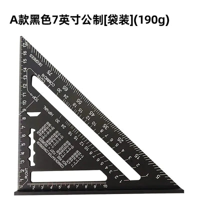7-Inch Aluminum Metric Angle Ruler with Black Finish