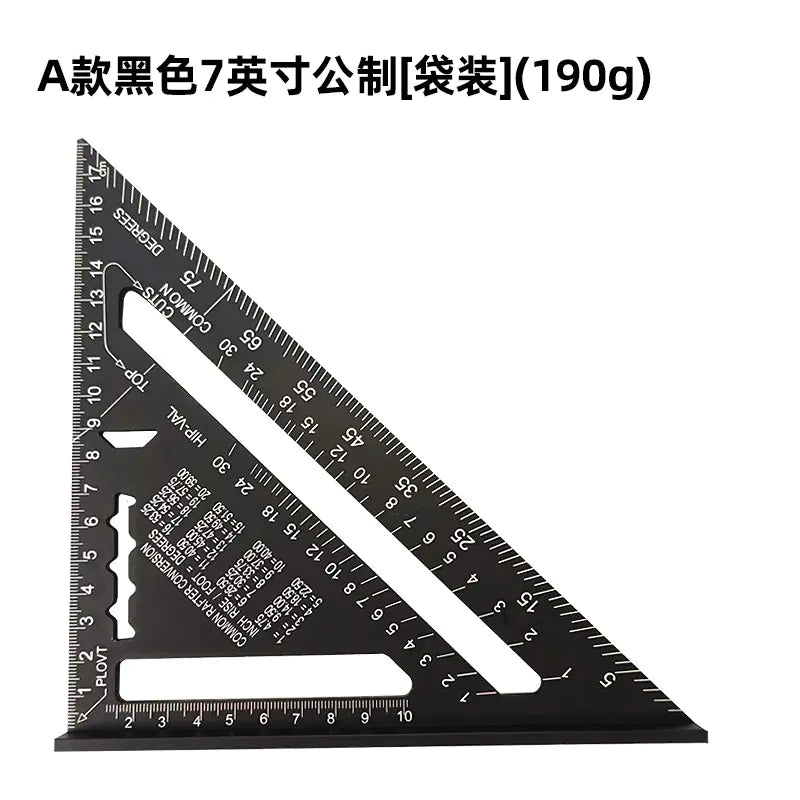 7-Inch Aluminum Metric Angle Ruler with Black Finish