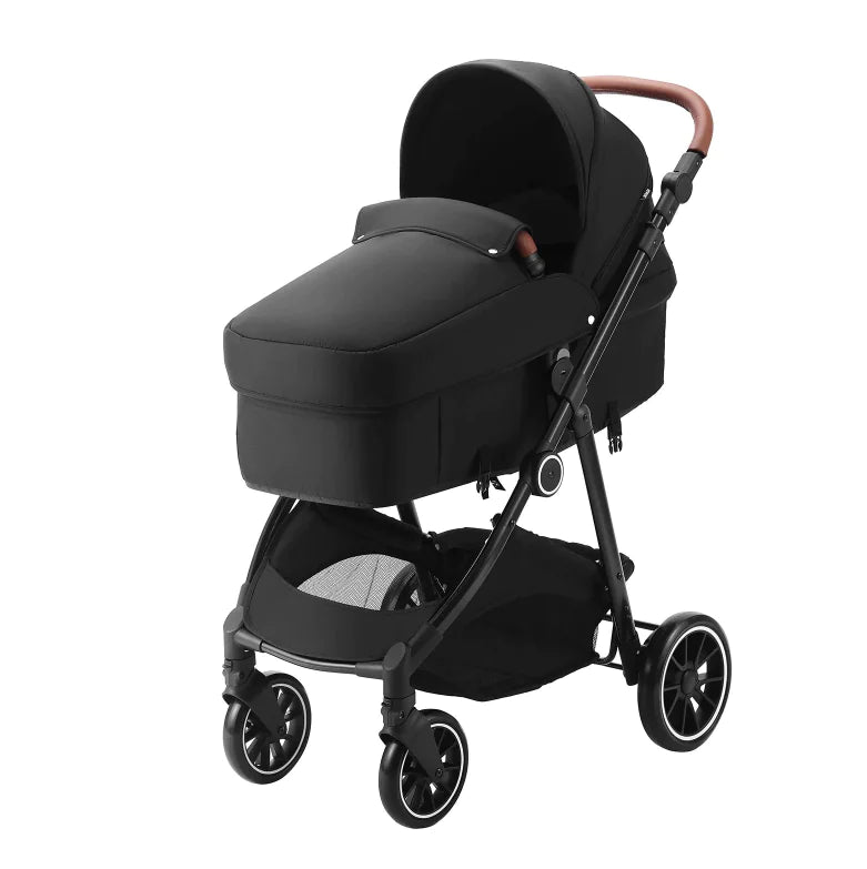 Deluxe Adjustable Baby Stroller with Bassinet - Black