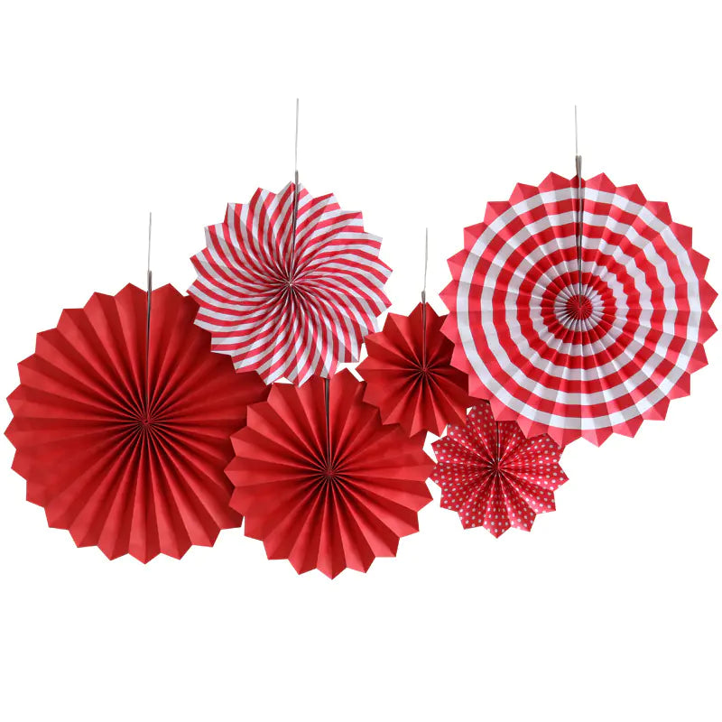 6PCS Paper Flower Fan Decoration Set for Events