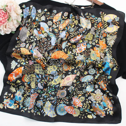 Floral Butterfly Korean Style Silk Scarf for Women