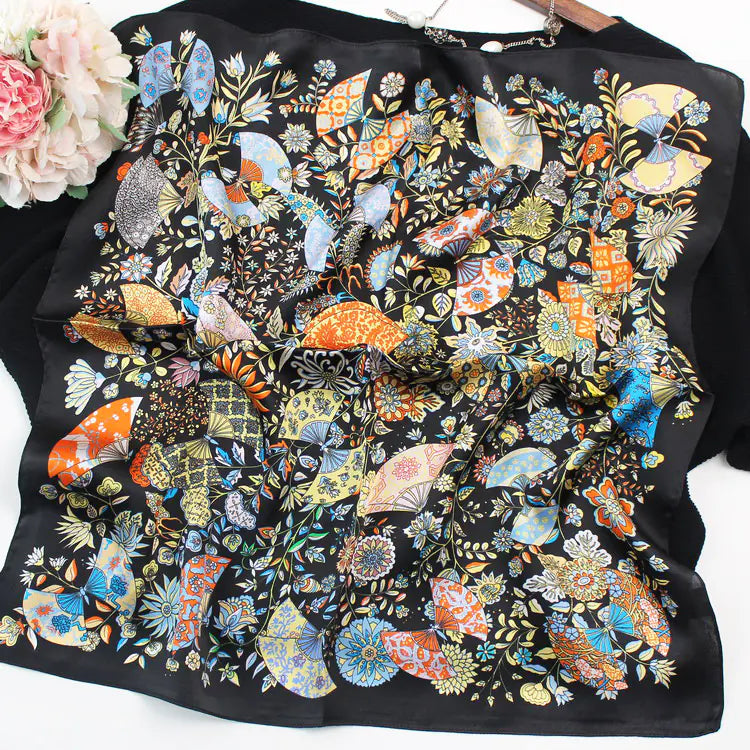 Floral Butterfly Korean Style Silk Scarf for Women
