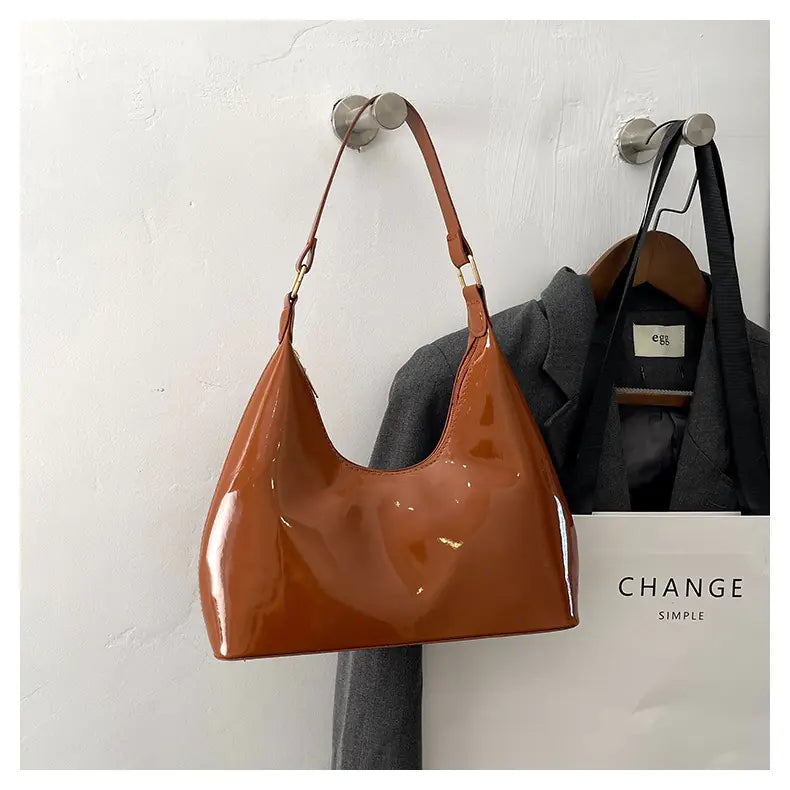 Casual Patent Leather Fashion Handbag