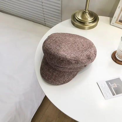 Navy Thin Linen Hat for Women's Fashion