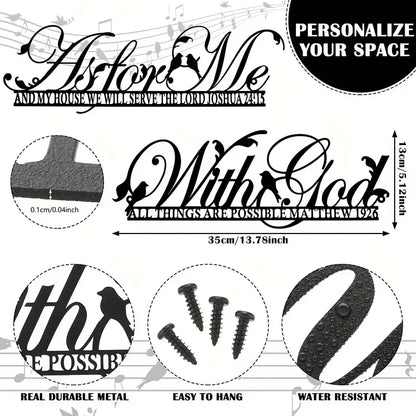 Metal Wall Sign: "With God All Things Are Possible" Decor