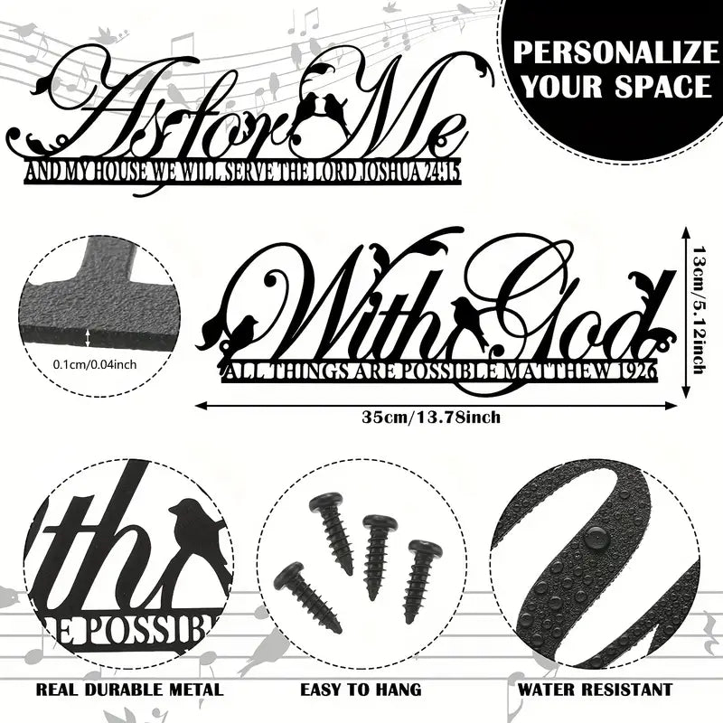 Metal Wall Sign: "With God All Things Are Possible" Decor