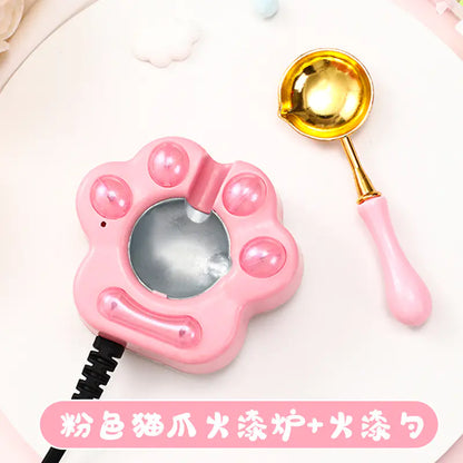 Vintage Wax Seal Kit with Cat Paw Melting Pot (Pink)