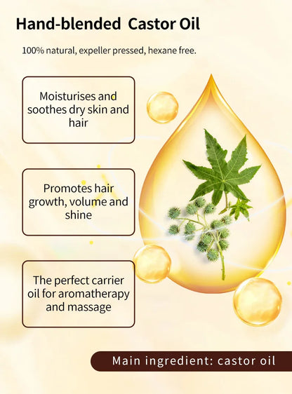 Hair Eyelash Eyebrow Castor Oil - 16 Oz / 473ml Cold Pressed