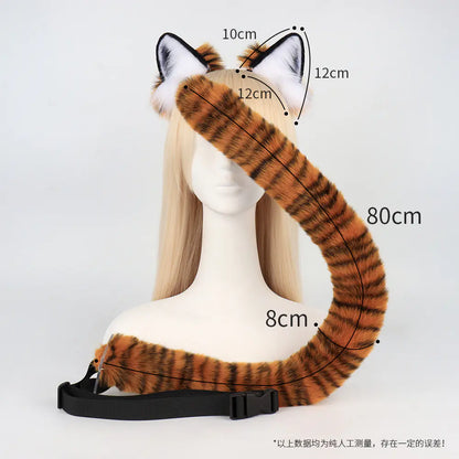 Tiger Ear and Tail Headband Cosplay Prop Set