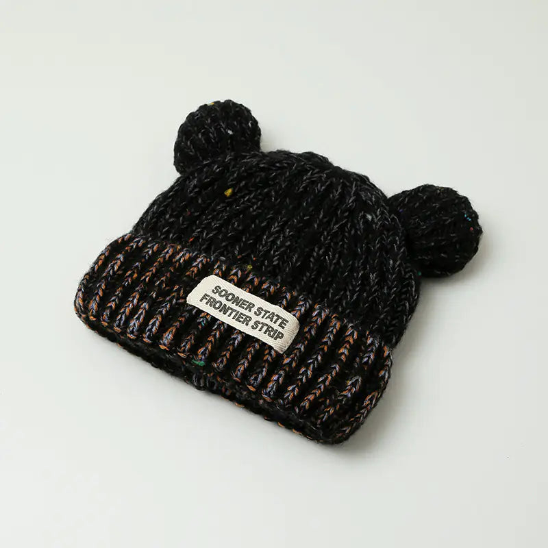 Women's Mixed Color Knitted Earmuffs Hat for Winter