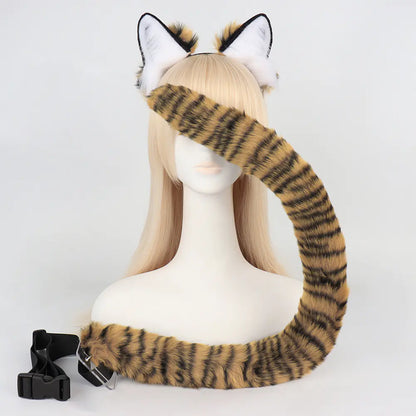 Tiger Ear and Tail Headband Cosplay Prop Set