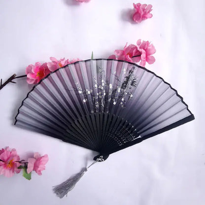 Traditional Chinese Women's Folding Bamboo Silk Fan