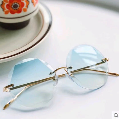 2K Retro Harajuku Style Pink Rimless Sunglasses