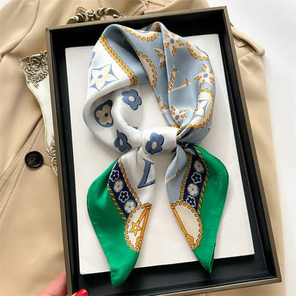 Luxury Floral Letter Scarf 70cm Silk for Professionals