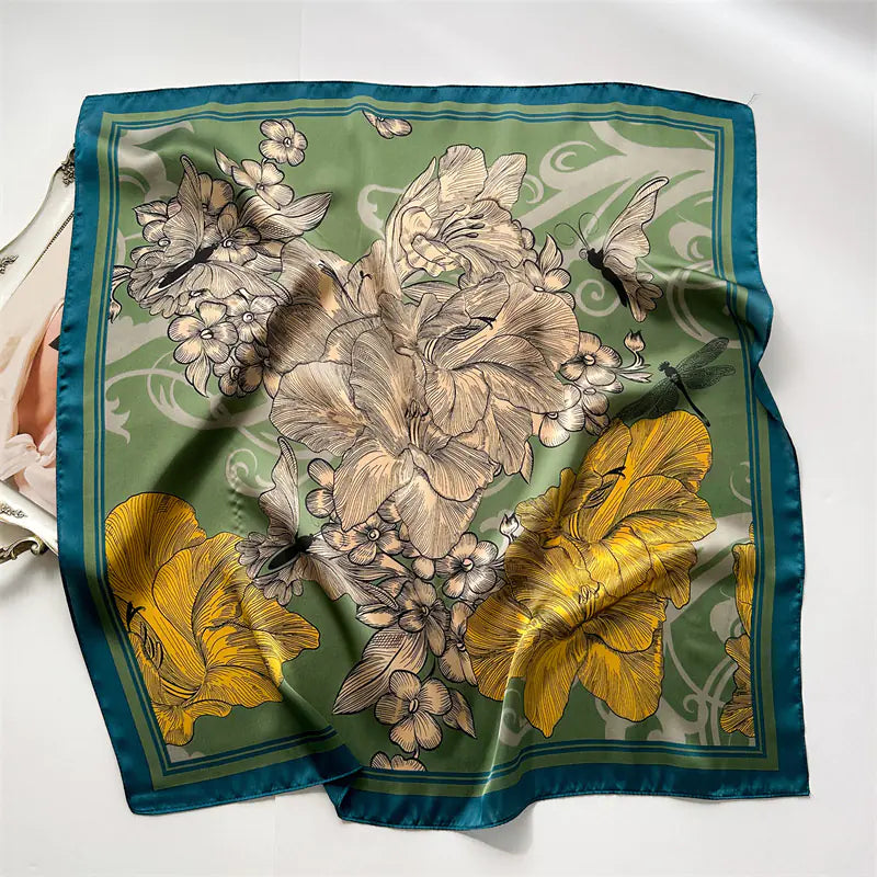 Luxury Floral Letter Scarf 70cm Silk for Professionals