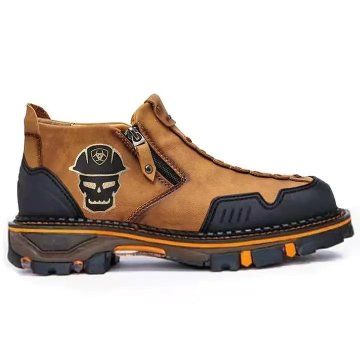 Men's Short Boots with Halloween Skull Design