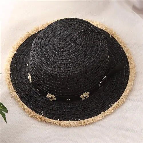 Summer Women's Straw Hat with Decorative Rope Detail