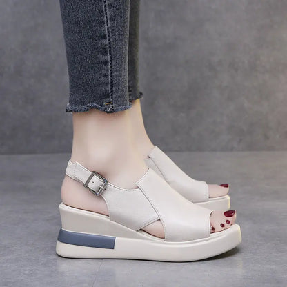 Women's 2023 Summer Korean Style Peep-Toe Wedge Sandals