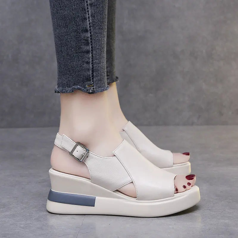 Women's 2023 Summer Korean Style Peep-Toe Wedge Sandals