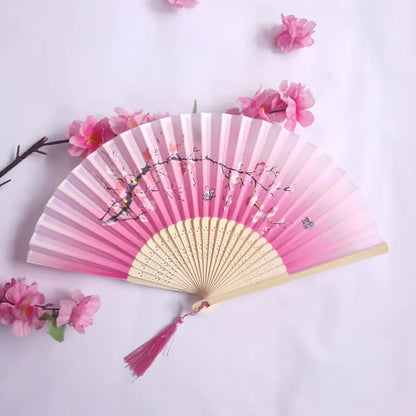 Traditional Chinese Women's Folding Bamboo Silk Fan