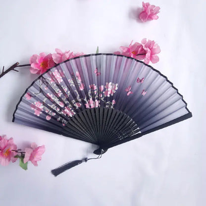 Traditional Chinese Women's Folding Bamboo Silk Fan