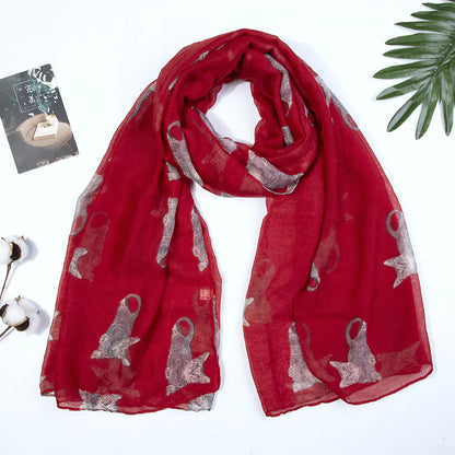 Bali Scarf with Persian Cat Print, Beach Sun Protection