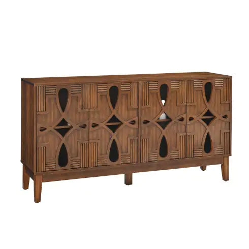 60.5 Mid Century Modern Sideboard Buffet Cabinet With Storage, TV Media Console Table, Storage Cabinet With 4 Doors   Adjustable Shelves For Kitchen Dining Living Room Bedroom Entryway, Walnut