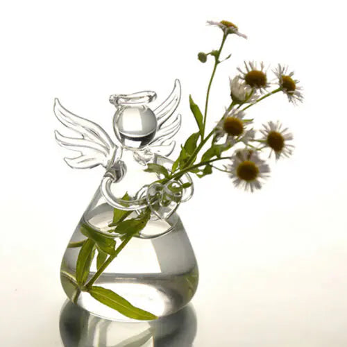 Crystal Clear Glass Angel Vase for Home Decor