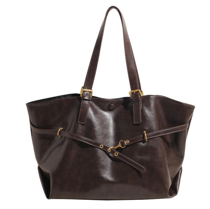 Retro Large Capacity PU Shoulder Bag