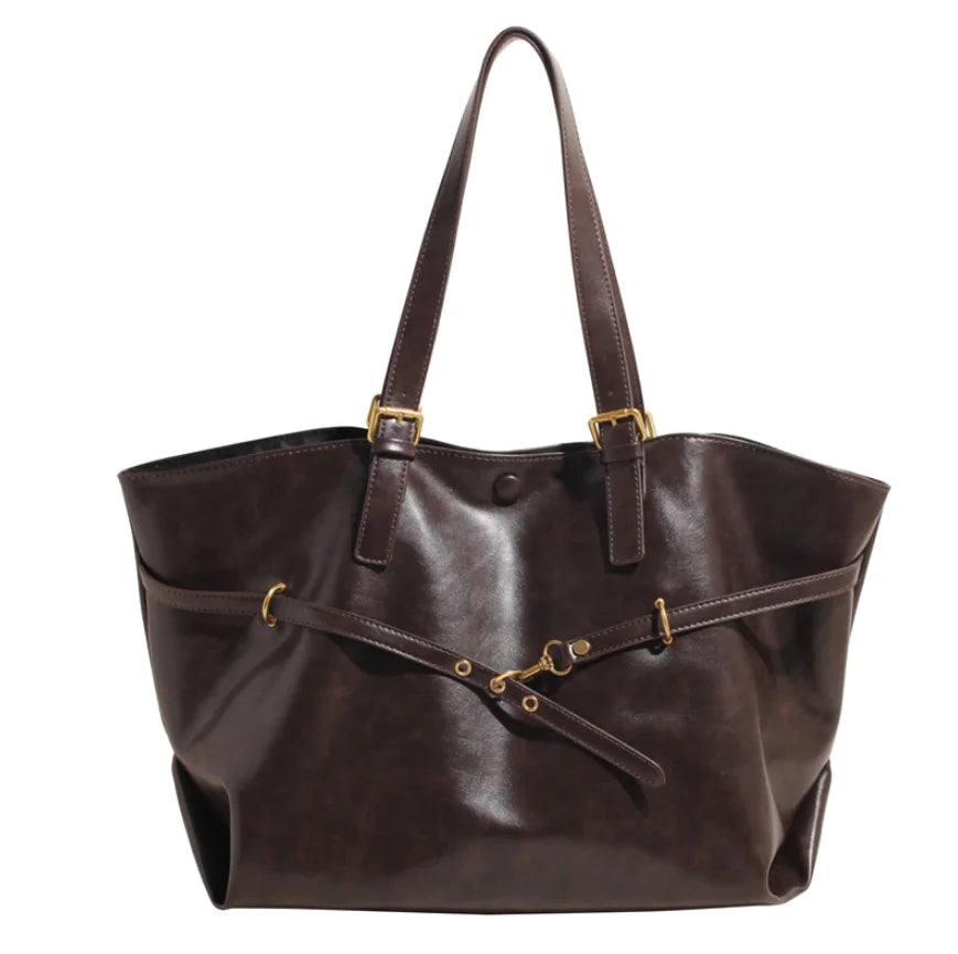 Retro Large Capacity PU Shoulder Bag