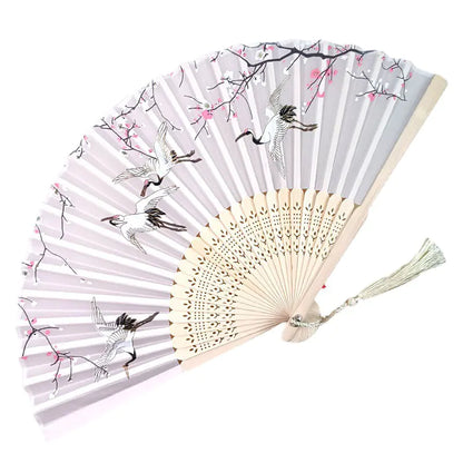 Traditional Chinese Women's Folding Bamboo Silk Fan