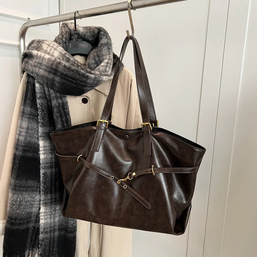 Retro Large Capacity PU Shoulder Bag