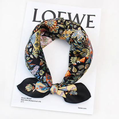 Floral Butterfly Korean Style Silk Scarf for Women