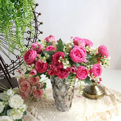 Artificial Peony and Rose Bouquet for Home Decor
