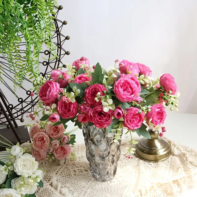 Artificial Peony and Rose Bouquet for Home Decor