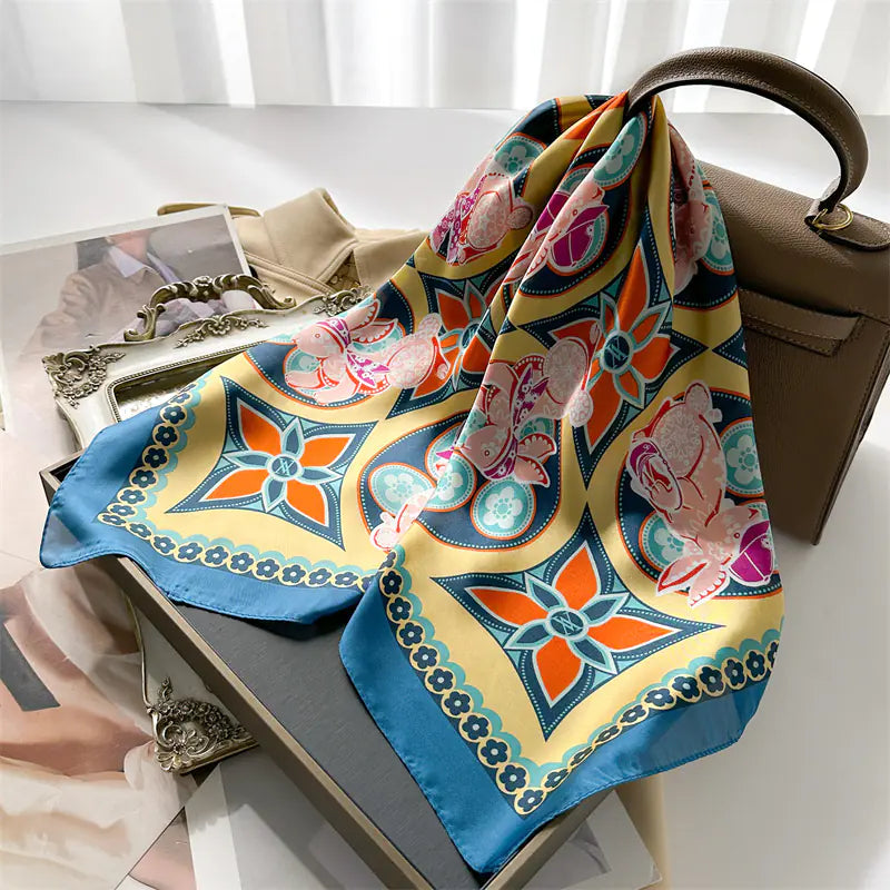 Luxury Floral Letter Scarf 70cm Silk for Professionals